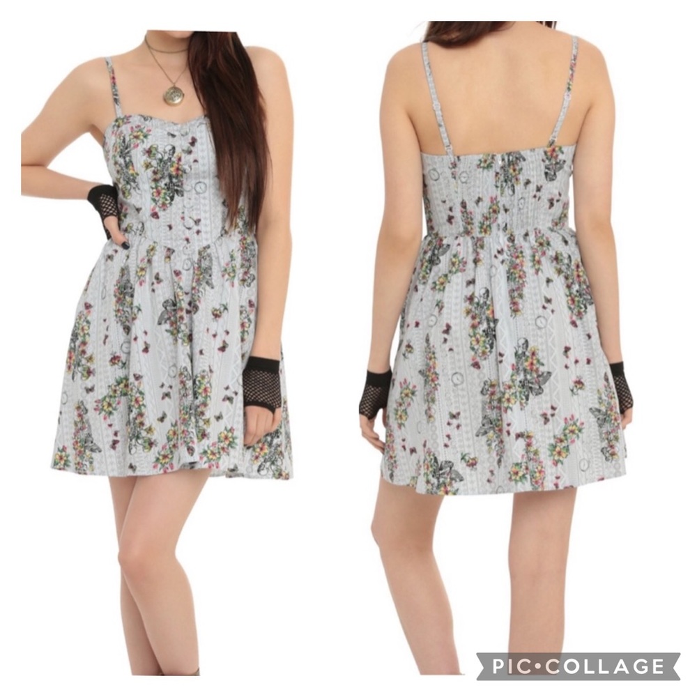 Hell Bunny Floral Skeleton Punk Sundress Size Large